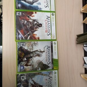 Assassin’s Creed I, 2, 3, 4 Black Flag Xbox 360 Video Games Lot of 4 Games